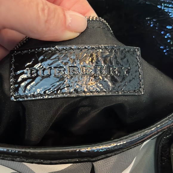 Authentic Burberry Patent Leather Beat Check Black Nylon Tote Bag - Picture 5 of 12